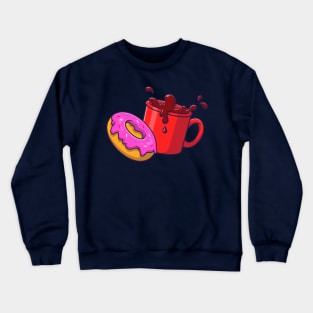 Donut And Coffee Cartoon Crewneck Sweatshirt